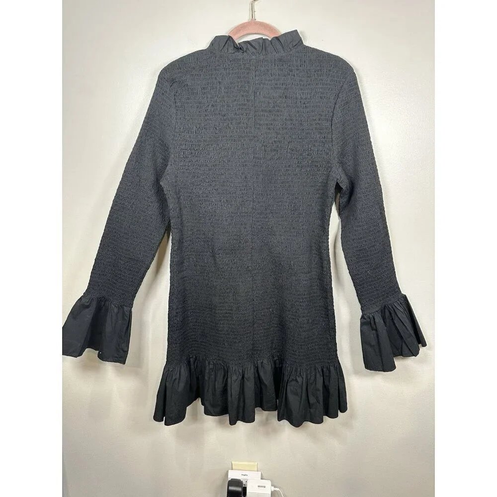 J. Crew Factory Black Textured Ruffle Mini Dress - Picture 11 of 11